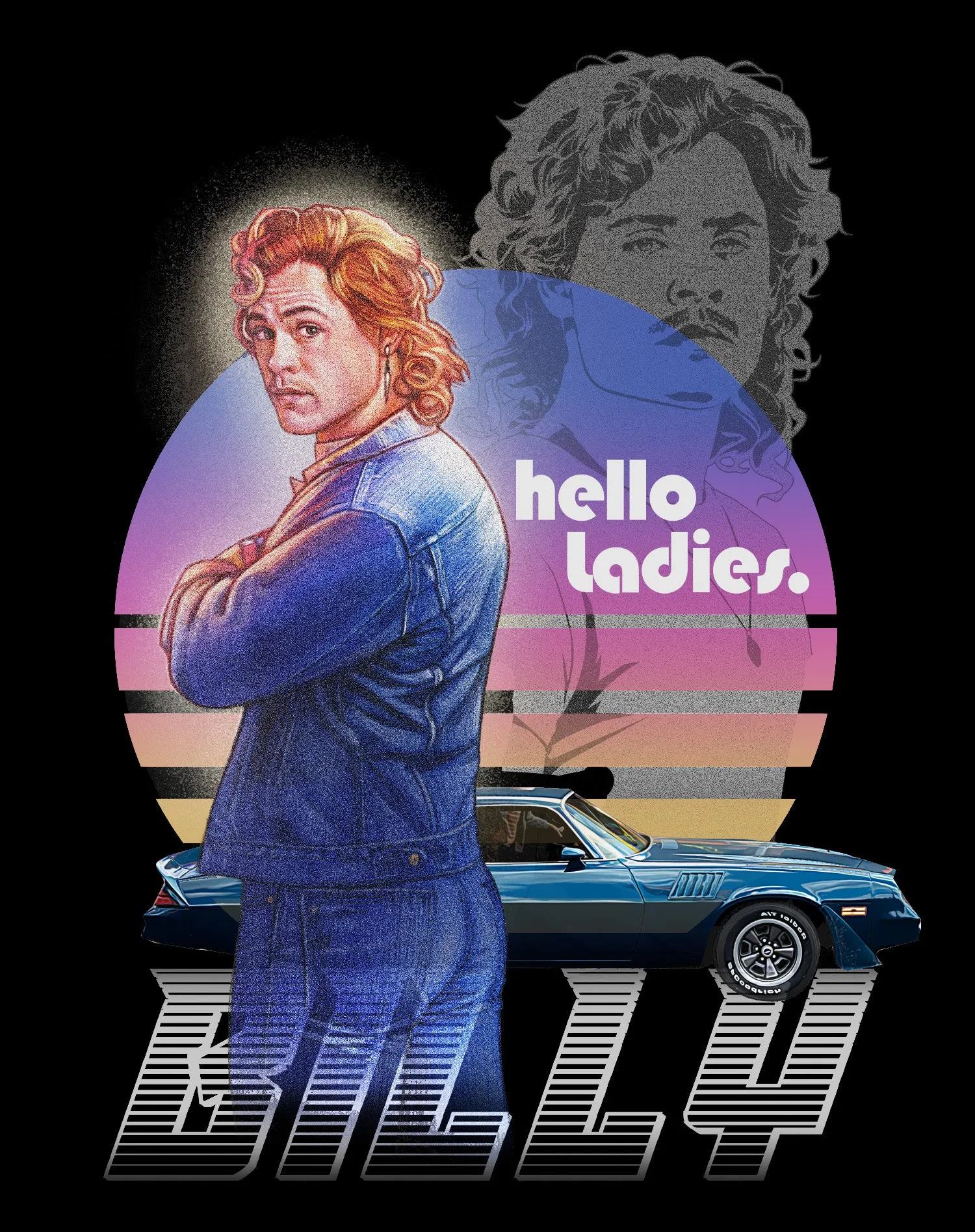 Stranger Things Retro Billy Muscle Car Pose Hello Ladies Official Women's T-Shirt