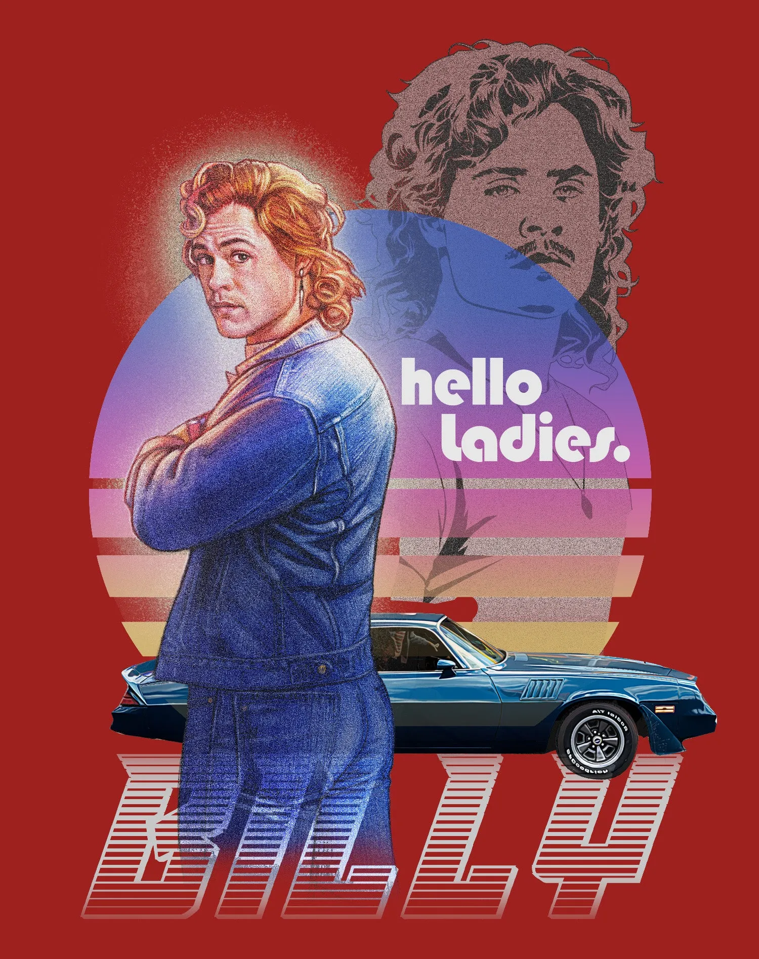 Stranger Things Retro Billy Muscle Car Pose Hello Ladies Official Women's T-Shirt