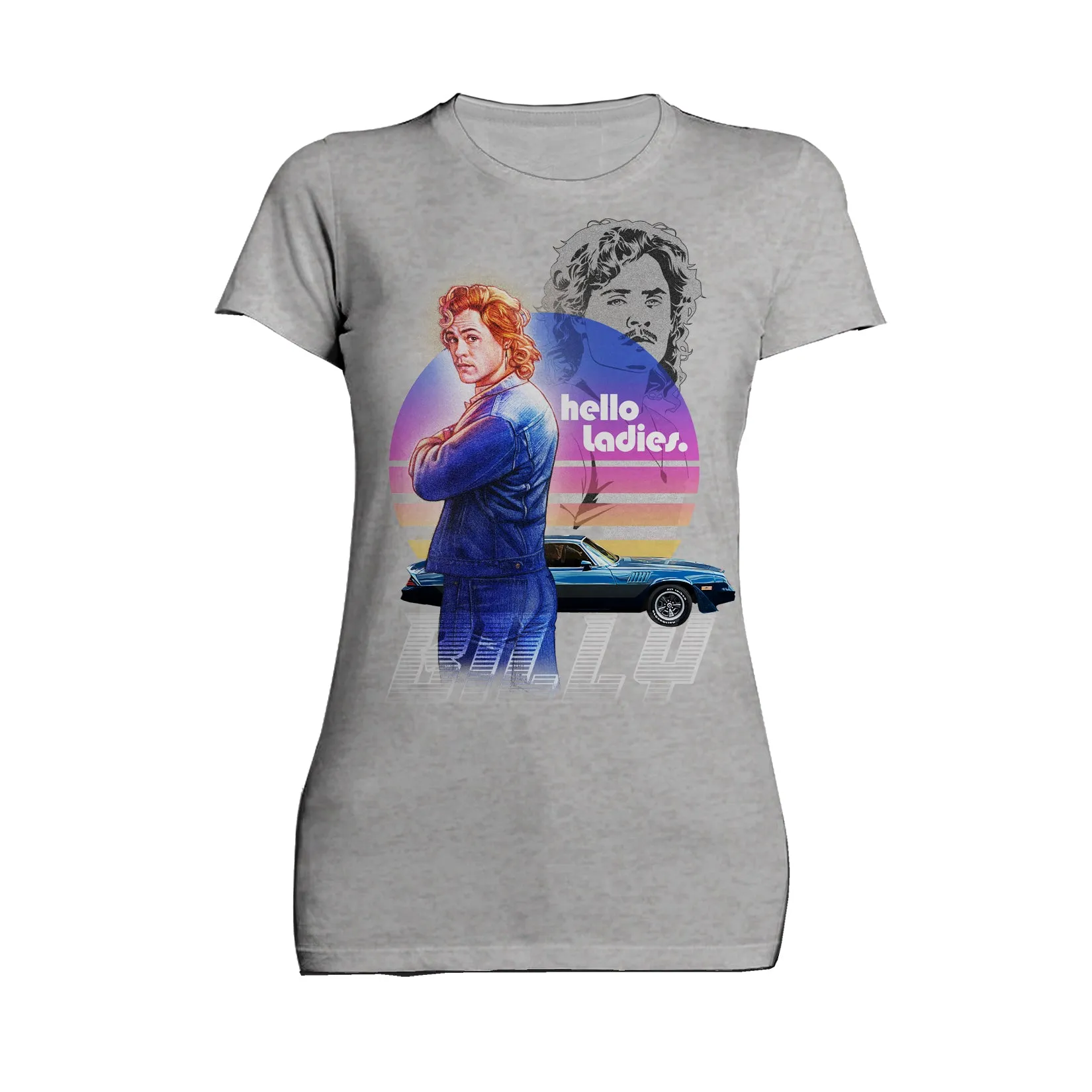 Stranger Things Retro Billy Muscle Car Pose Hello Ladies Official Women's T-Shirt