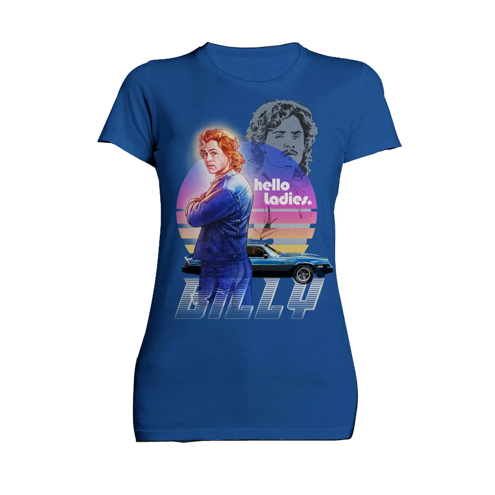 Stranger Things Retro Billy Muscle Car Pose Hello Ladies Official Women's T-Shirt