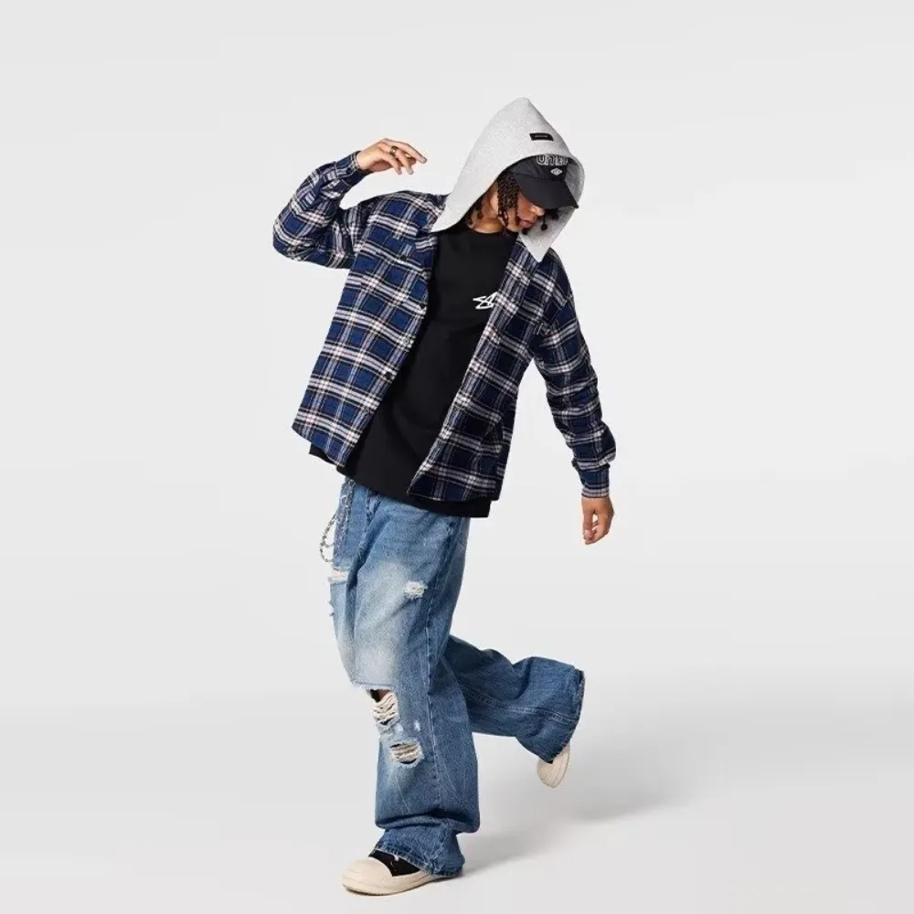 Street Check Hooded Shirt