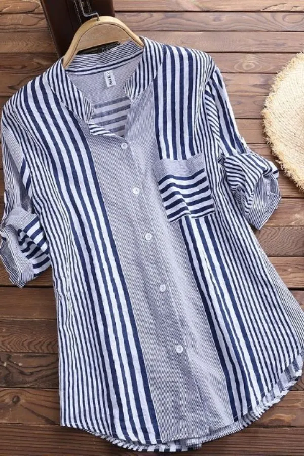 Stripe Printing Cotton T-shirts