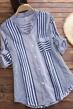 Stripe Printing Cotton T-shirts