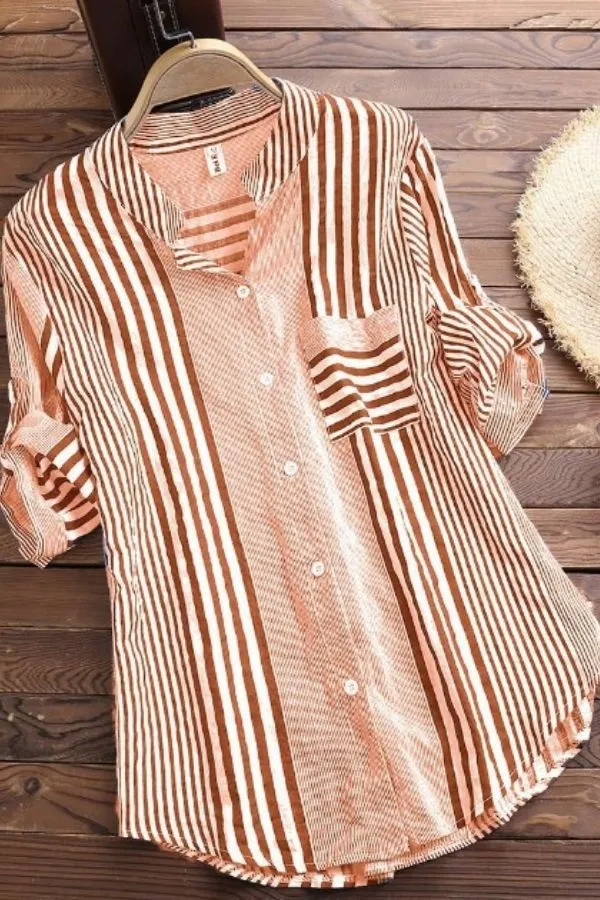 Stripe Printing Cotton T-shirts
