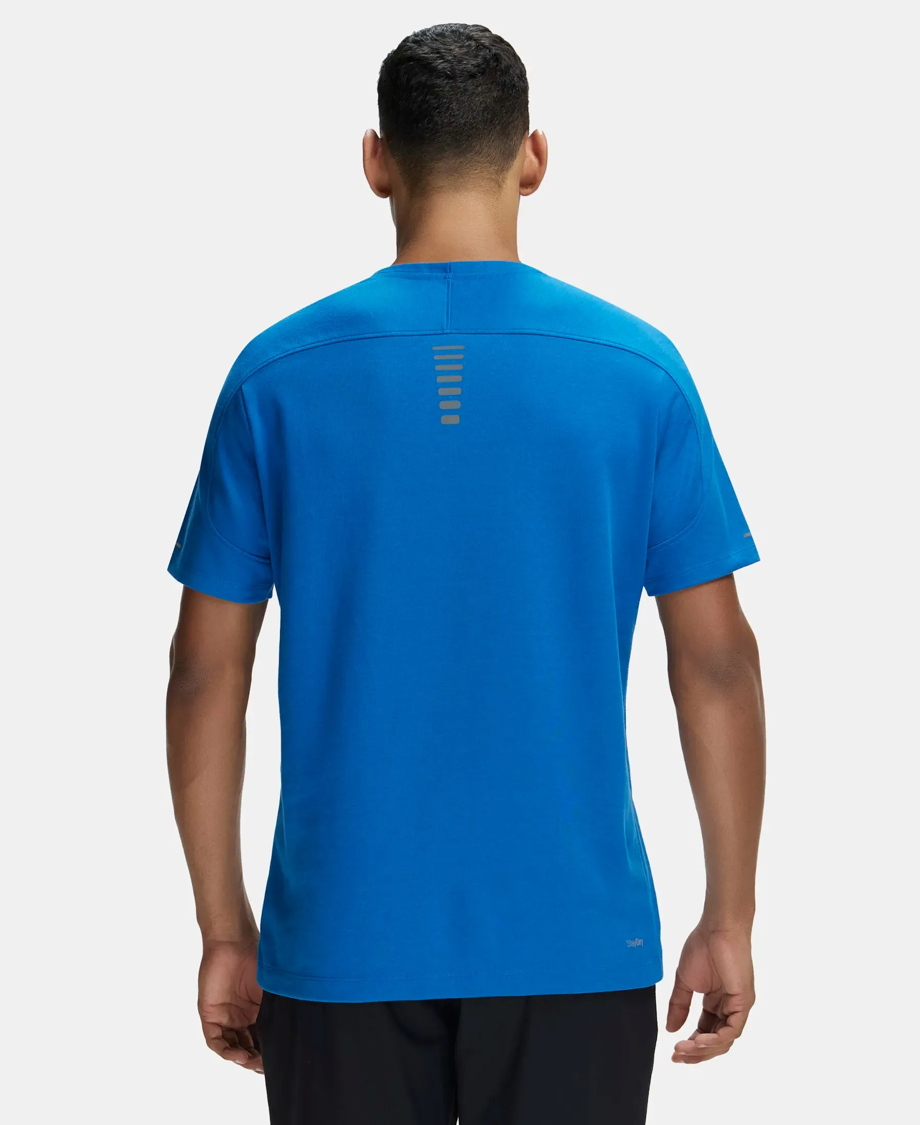 Super Combed Cotton Blend Solid Round Neck Half Sleeve T-Shirt with Breathable Mesh - Move Blue