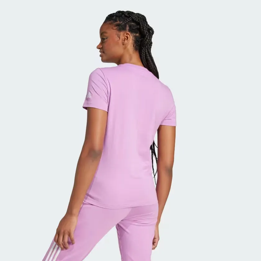 T SHIRT ADIDAS MAGLIA DONNA FITNESS VIOLETTO LOGO BIANCO