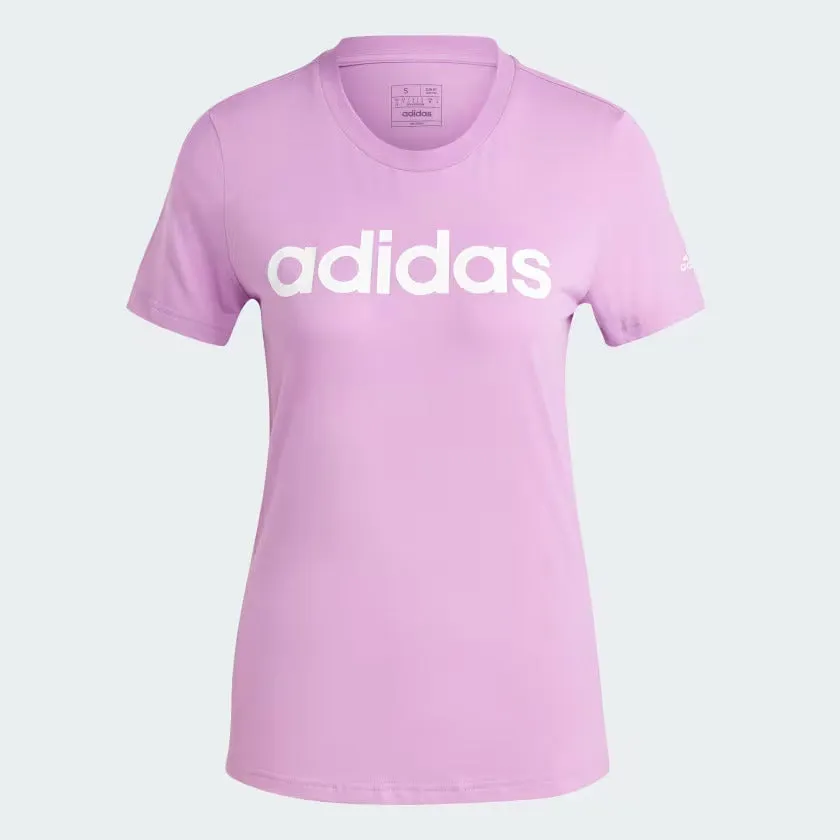 T SHIRT ADIDAS MAGLIA DONNA FITNESS VIOLETTO LOGO BIANCO