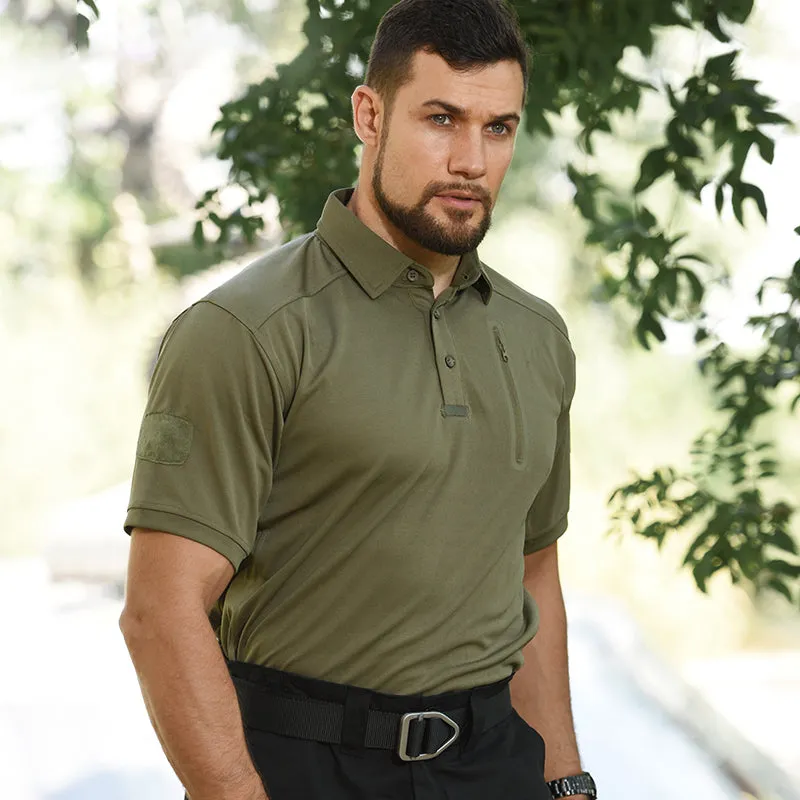 Tactical Camouflage Golf Tennis Lapel Men's T Shirts