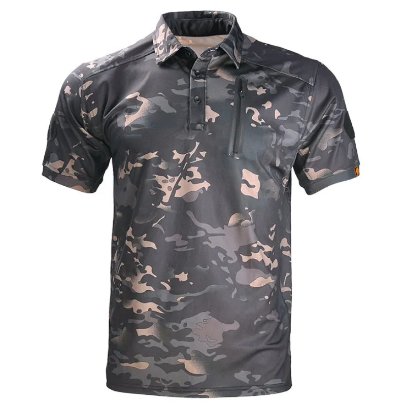 Tactical Camouflage Golf Tennis Lapel Men's T Shirts