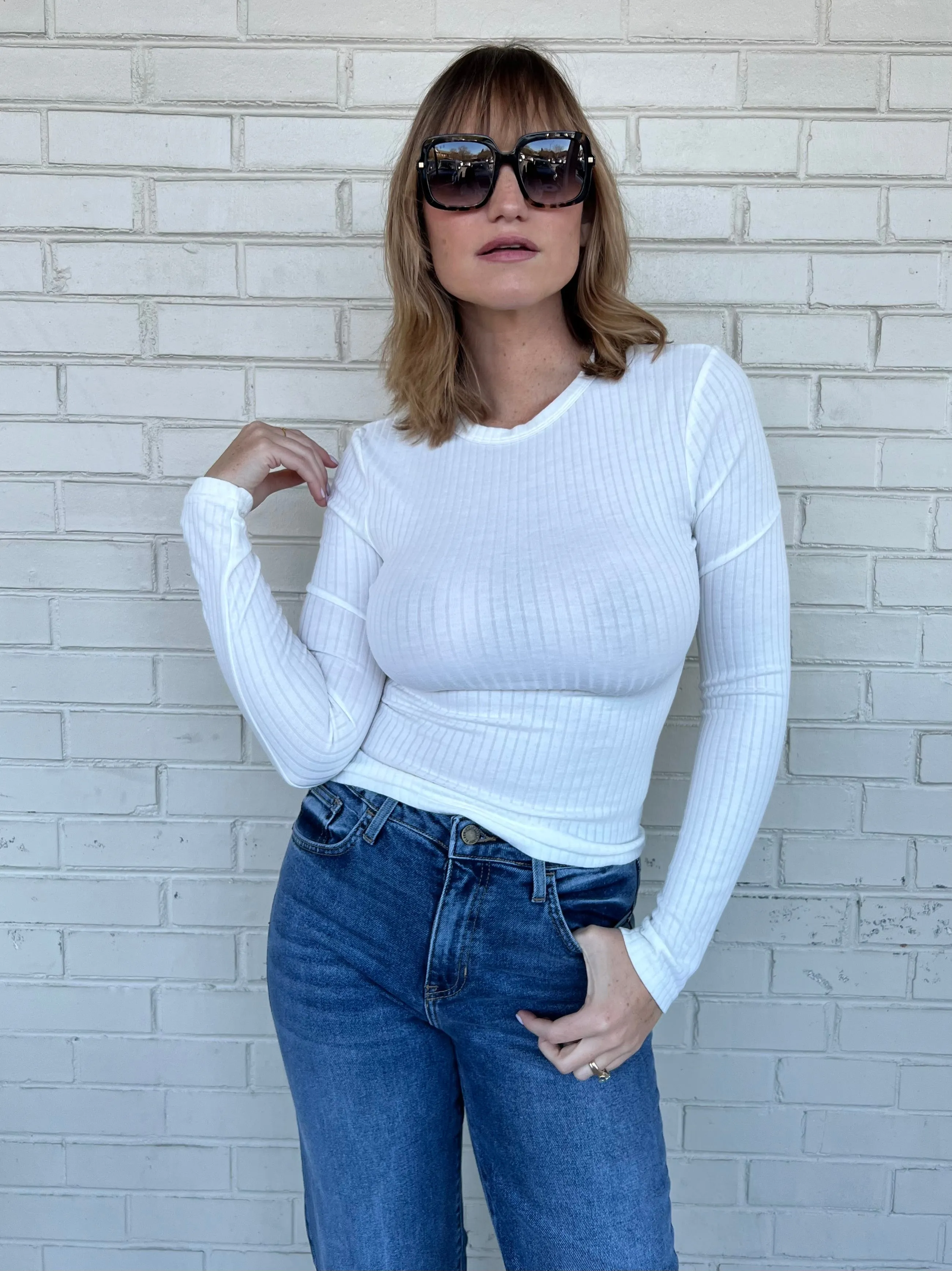 Take It Easy Ribbed Long Sleeve Top
