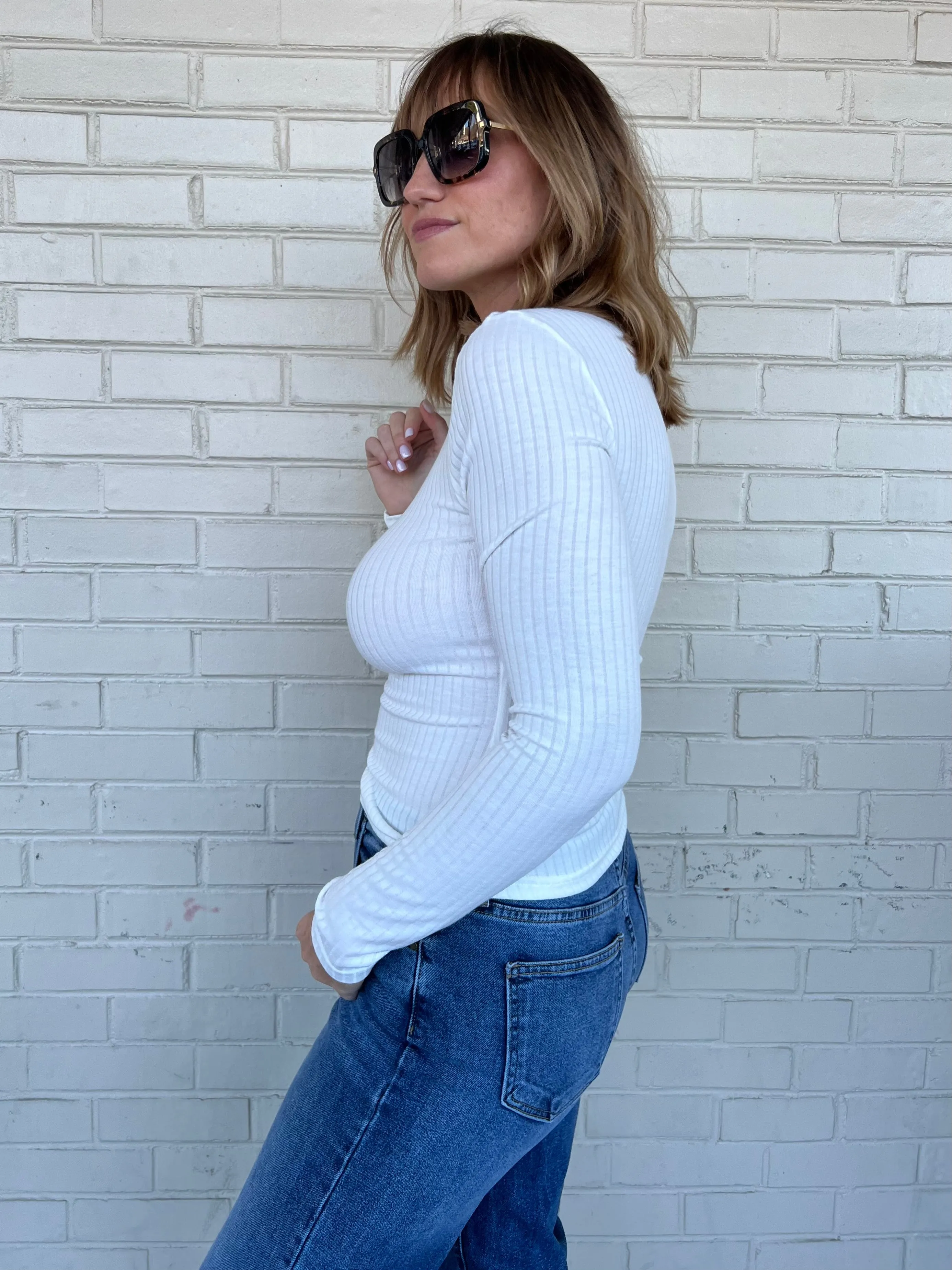 Take It Easy Ribbed Long Sleeve Top