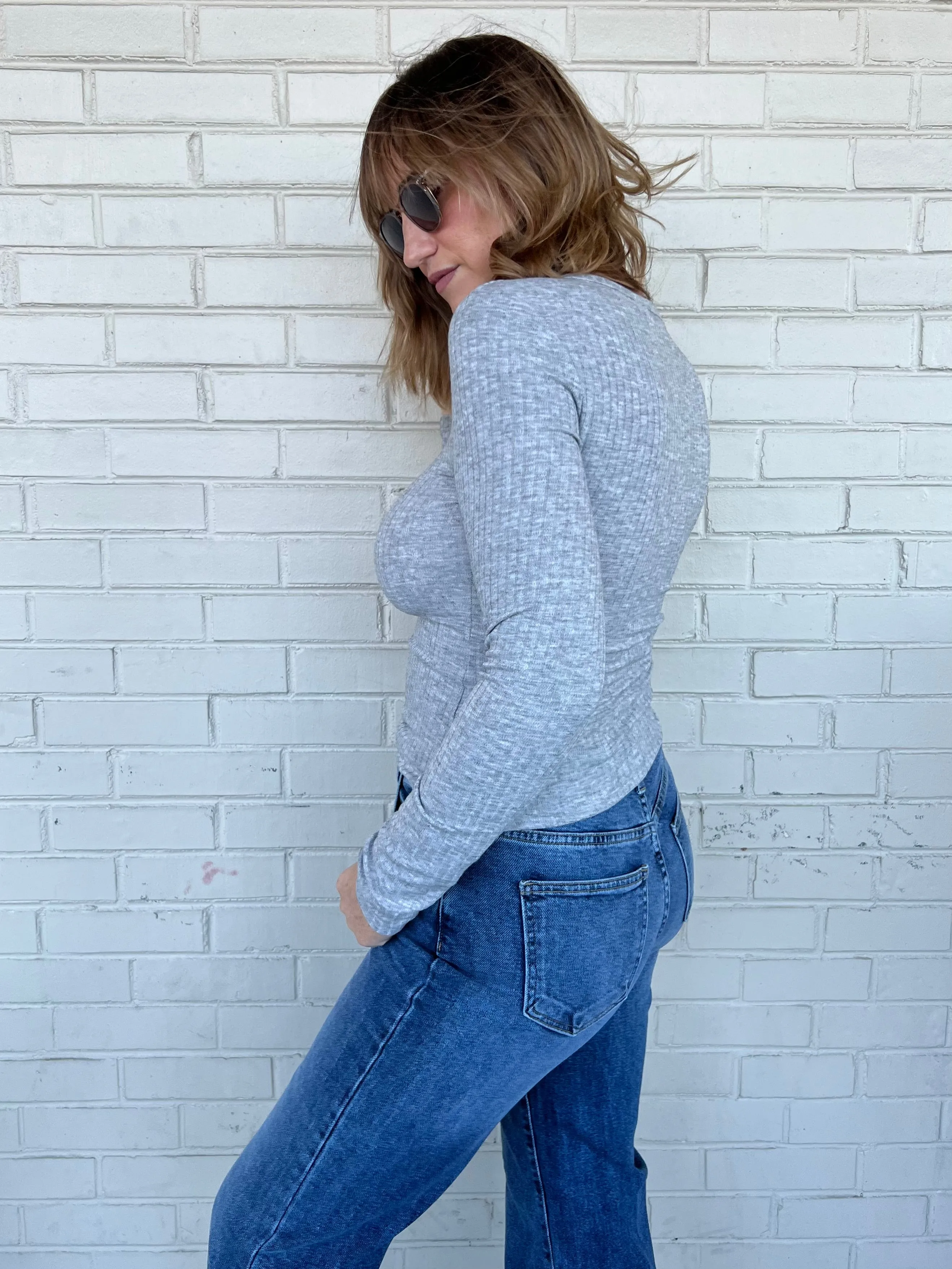 Take It Easy Ribbed Long Sleeve Top