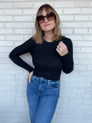 Take It Easy Ribbed Long Sleeve Top
