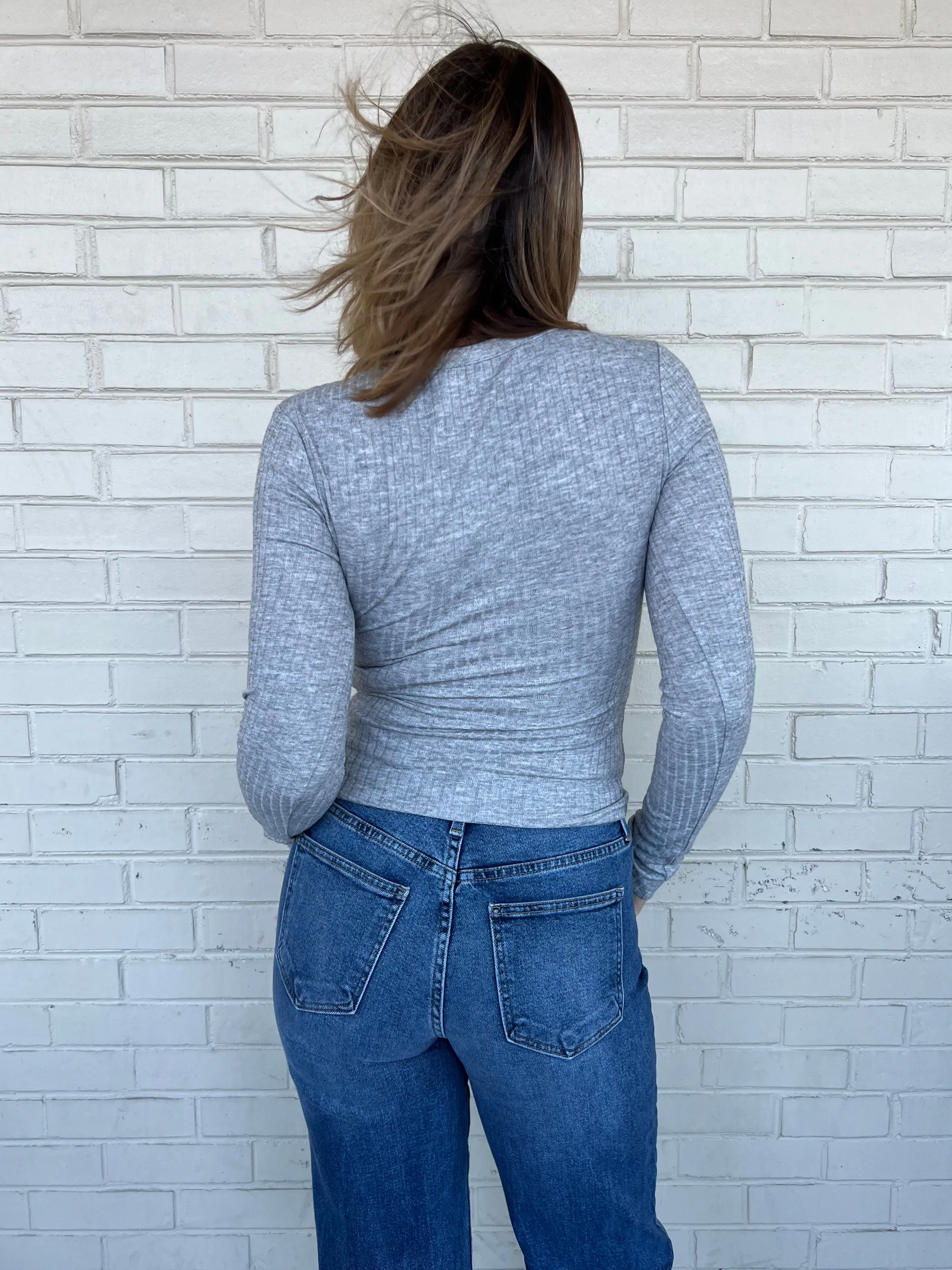 Take It Easy Ribbed Long Sleeve Top
