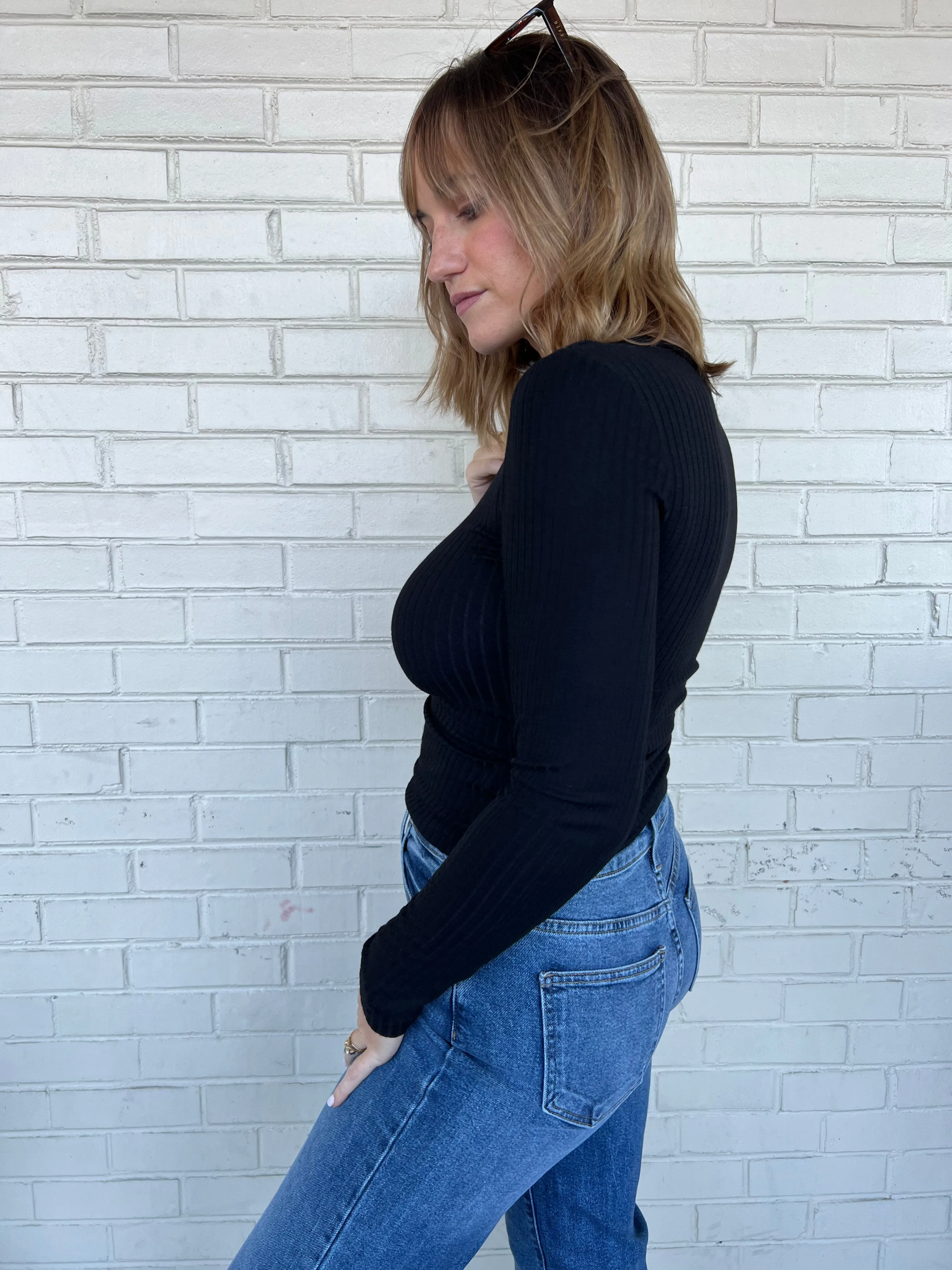 Take It Easy Ribbed Long Sleeve Top
