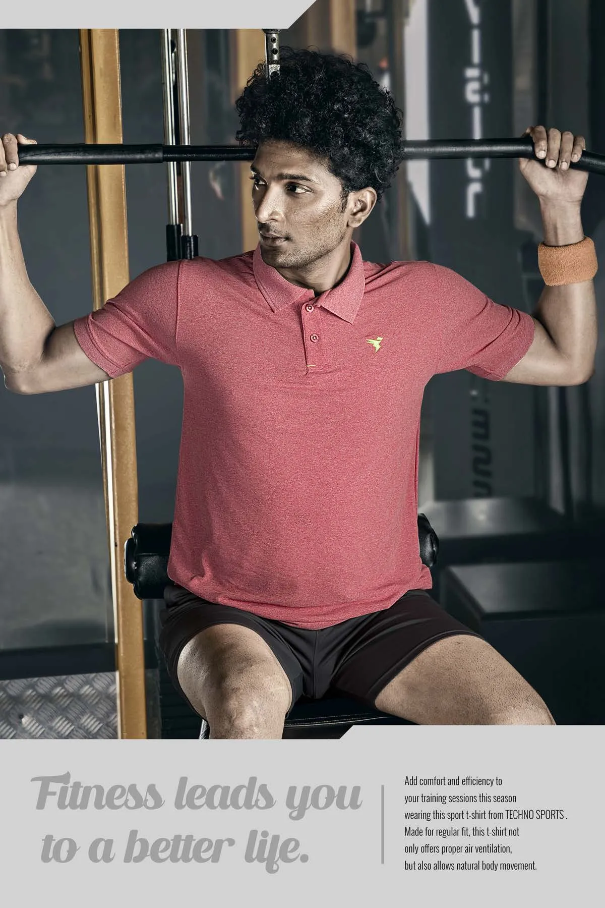 TechnoSport Polo Neck Half Sleeve Dry Fit T Shirt for Men OR-21 (Blush Red)