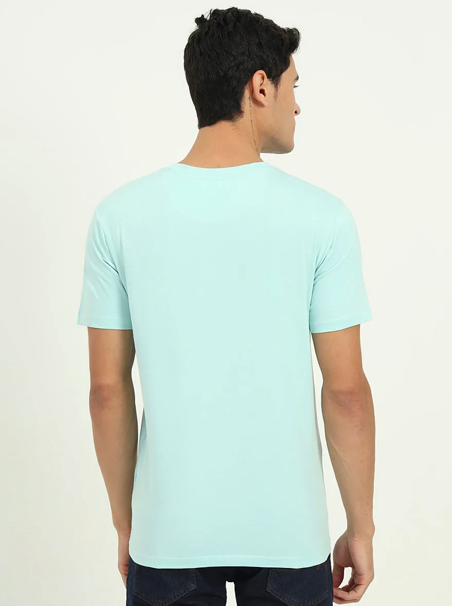 Tint Blue Printed Slim Fit T-Shirt | Greenfibre
