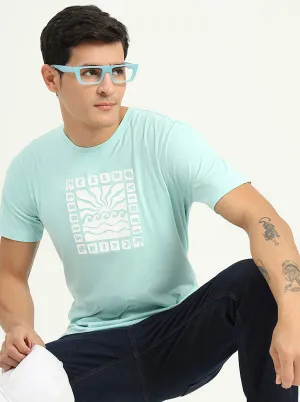 Tint Blue Printed Slim Fit T-Shirt | Greenfibre