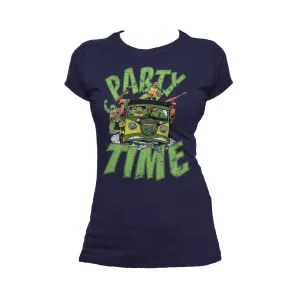 TMNT Gang Retro Party Wagon Official Women's T-Shirt (Navy)