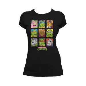 TMNT Group Grid Dist Official Women's T-shirt (Black)