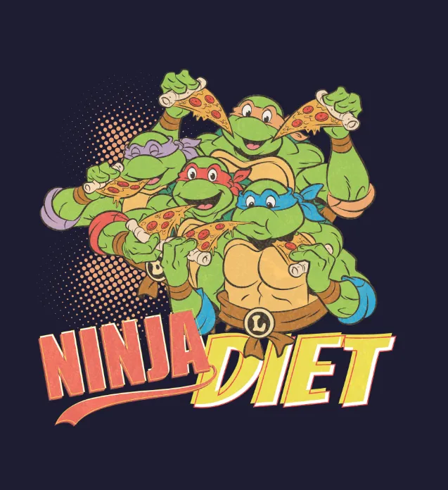 TMNT Group Ninja Diet Official Women's T-shirt (Navy)