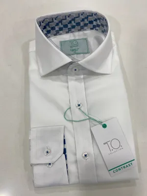T.O. Blue/Grey Square Classic Fit Contrast Shirt