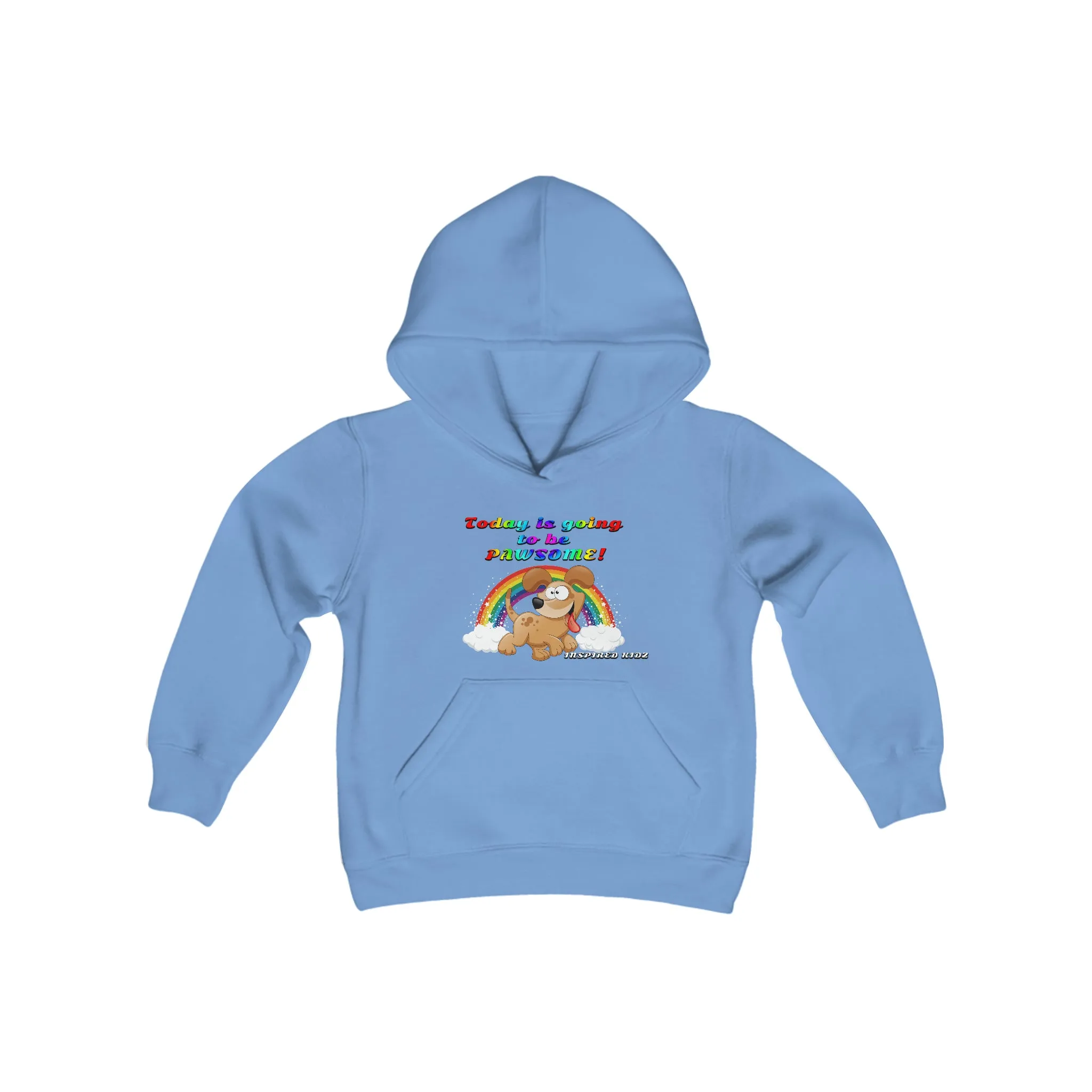 Today is Going to Be Pawsome, Puppies & Rainbows Youth Heavy Blend Hooded Sweatshirt