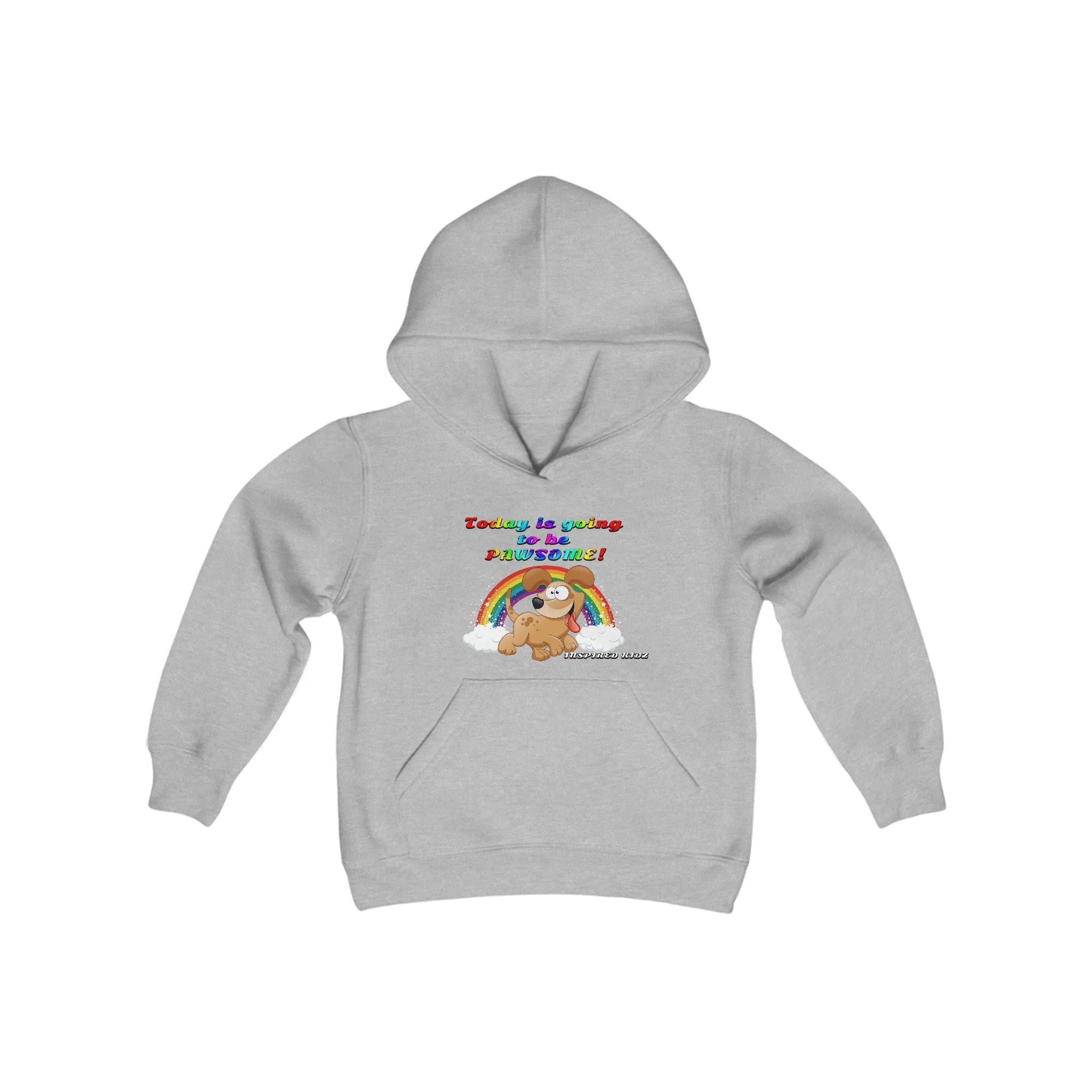 Today is Going to Be Pawsome, Puppies & Rainbows Youth Heavy Blend Hooded Sweatshirt