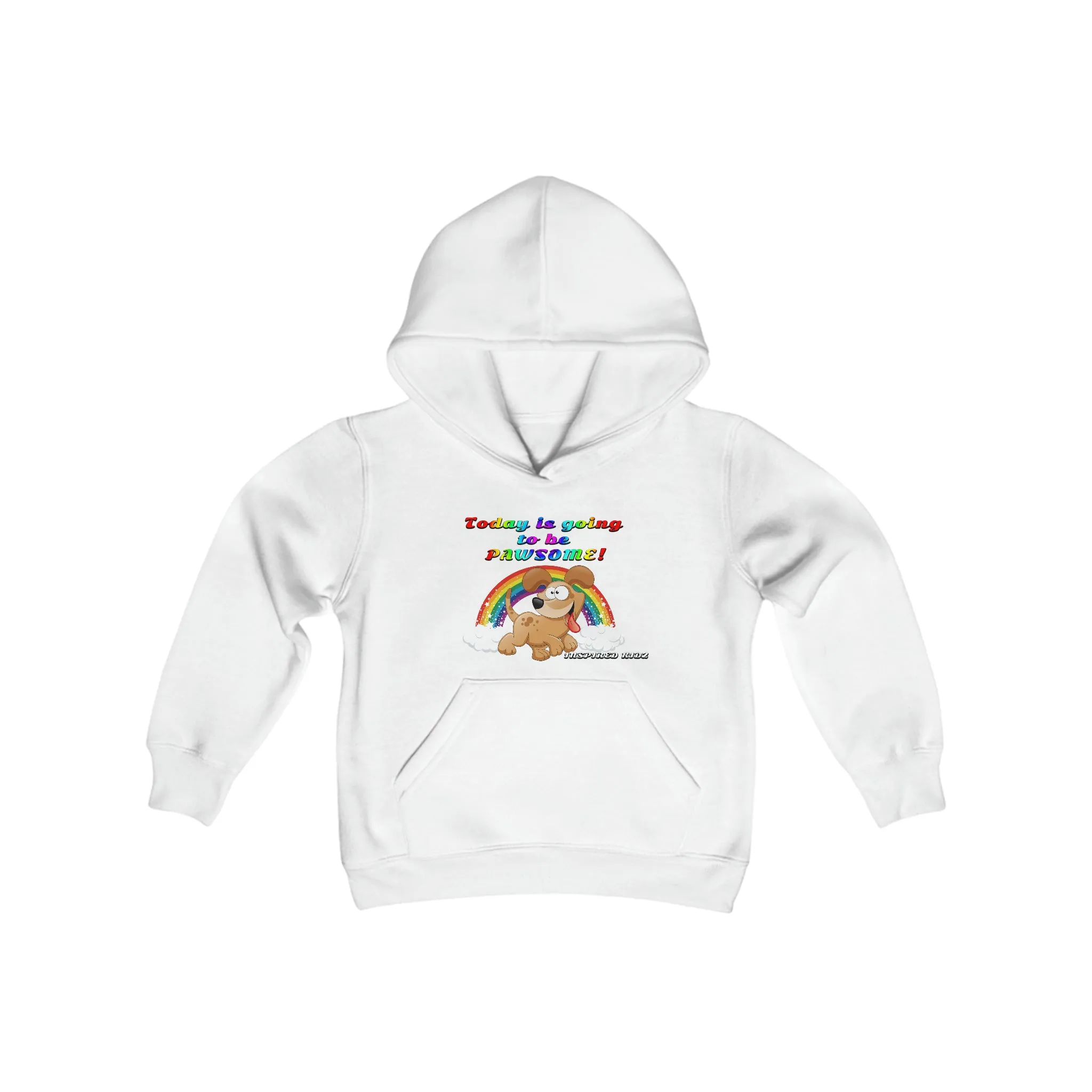 Today is Going to Be Pawsome, Puppies & Rainbows Youth Heavy Blend Hooded Sweatshirt