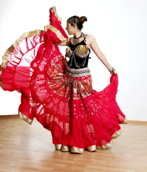 Tribal gold leafing skirt Pink with gold border