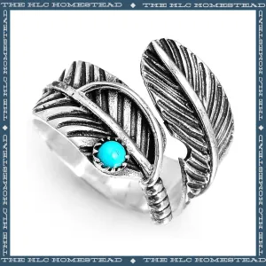 Turquoise Feather Wrap Ring