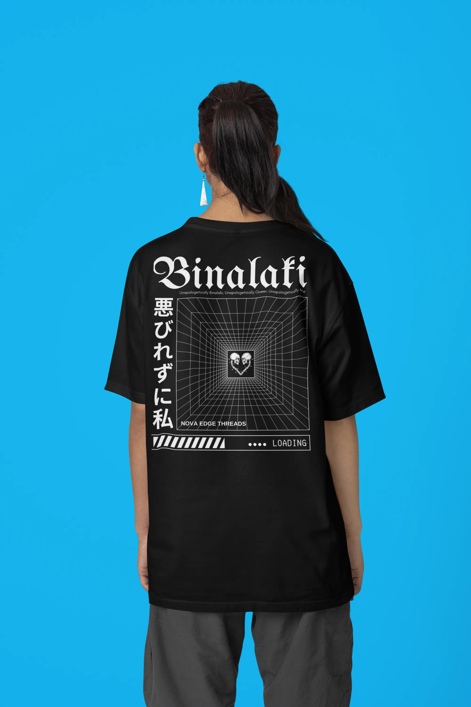 Unapologetically Binalaki Filipino Queer Pride Intersectional Masculine Identity on Black Oversize Deep Drop Shoulder Tee - 190 GSM