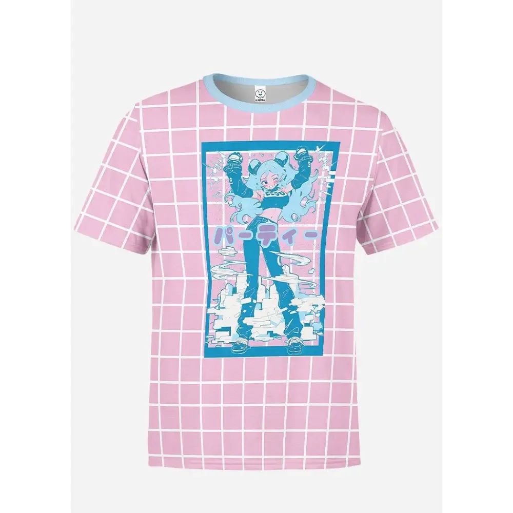 Unisex Y2K All Over Print T-Shirt in Soft Polyester/Spandex Blend