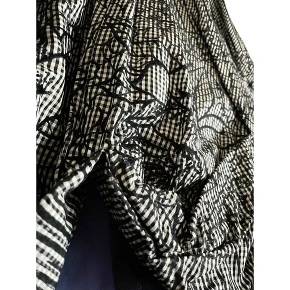 Upcycled Vintage 50s Black &amp; White Checkered Flocked Full Skirt Funky Petticoat