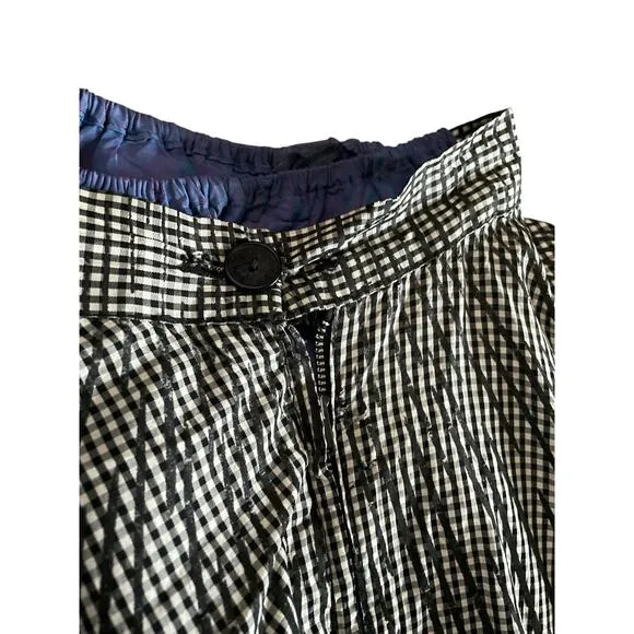 Upcycled Vintage 50s Black &amp; White Checkered Flocked Full Skirt Funky Petticoat