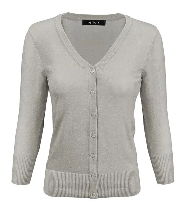V-Neck Button Down Knit Plus Size Cardigan Sweater