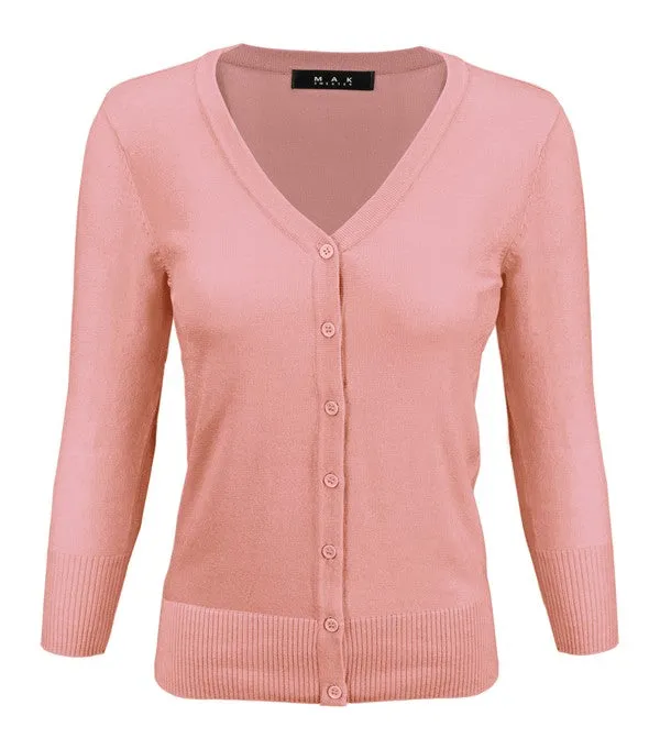 V-Neck Button Down Knit Plus Size Cardigan Sweater
