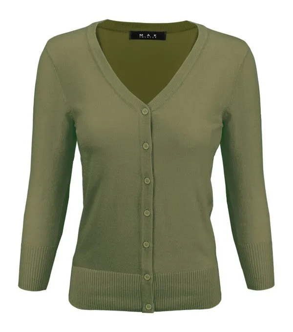 V-Neck Button Down Knit Plus Size Cardigan Sweater