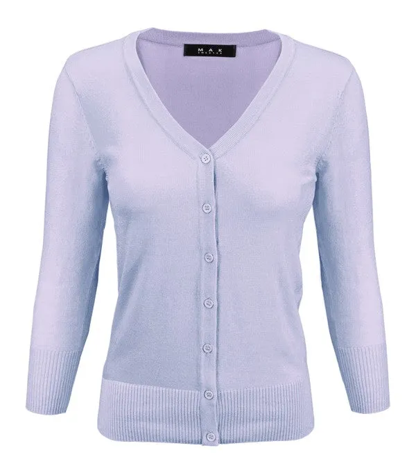 V-Neck Button Down Knit Plus Size Cardigan Sweater
