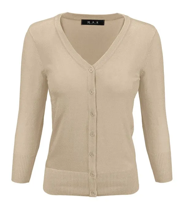 V-Neck Button Down Knit Plus Size Cardigan Sweater