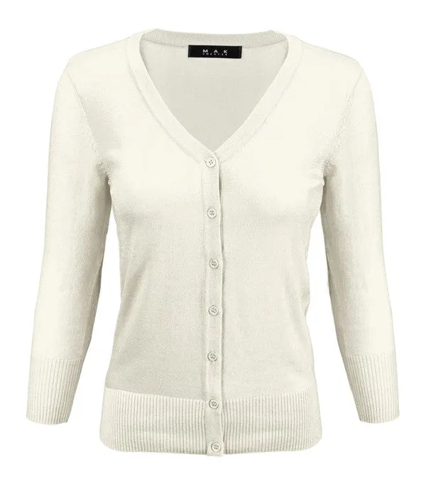 V-Neck Button Down Knit Plus Size Cardigan Sweater