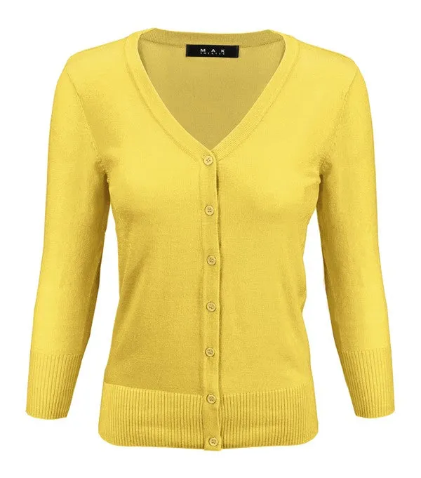 V-Neck Button Down Knit Plus Size Cardigan Sweater