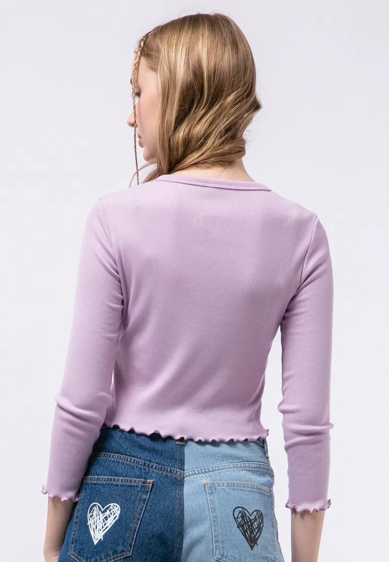 V-neck Crop Top with Button