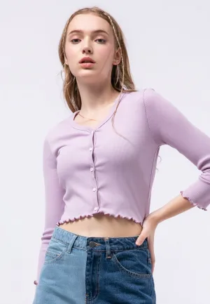 V-neck Crop Top with Button