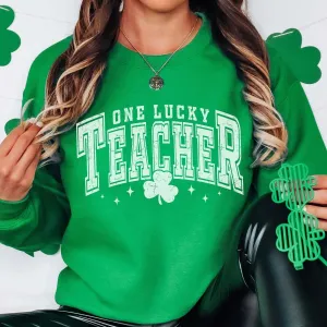 Varsity Letter One Lucky Teacher Sweatshirt