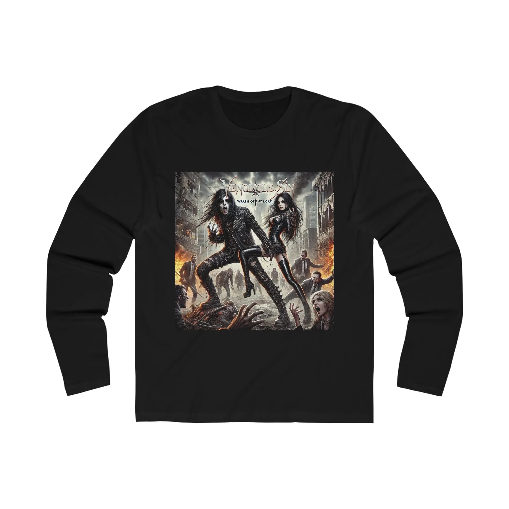 Venomous Sin Wrath of the Lord - Long Sleeve Crew Tee - Graphic Horror Art