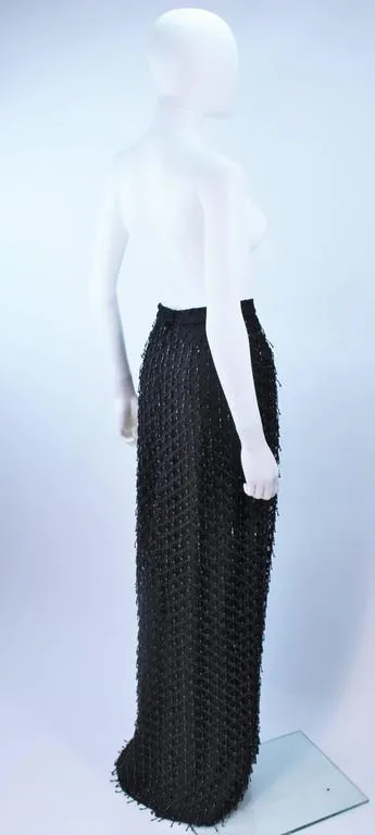 VINTAGE Circa 1960s Black Evening Skirt, Fringe Beading Size 12-14