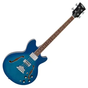 Vintage REVO Series 'Supreme' Semi Acoustic Bass ~ Blueburst