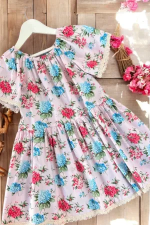 Vintage Seaside Dress ~ Hydrangeas in Pink ~ Sz 6