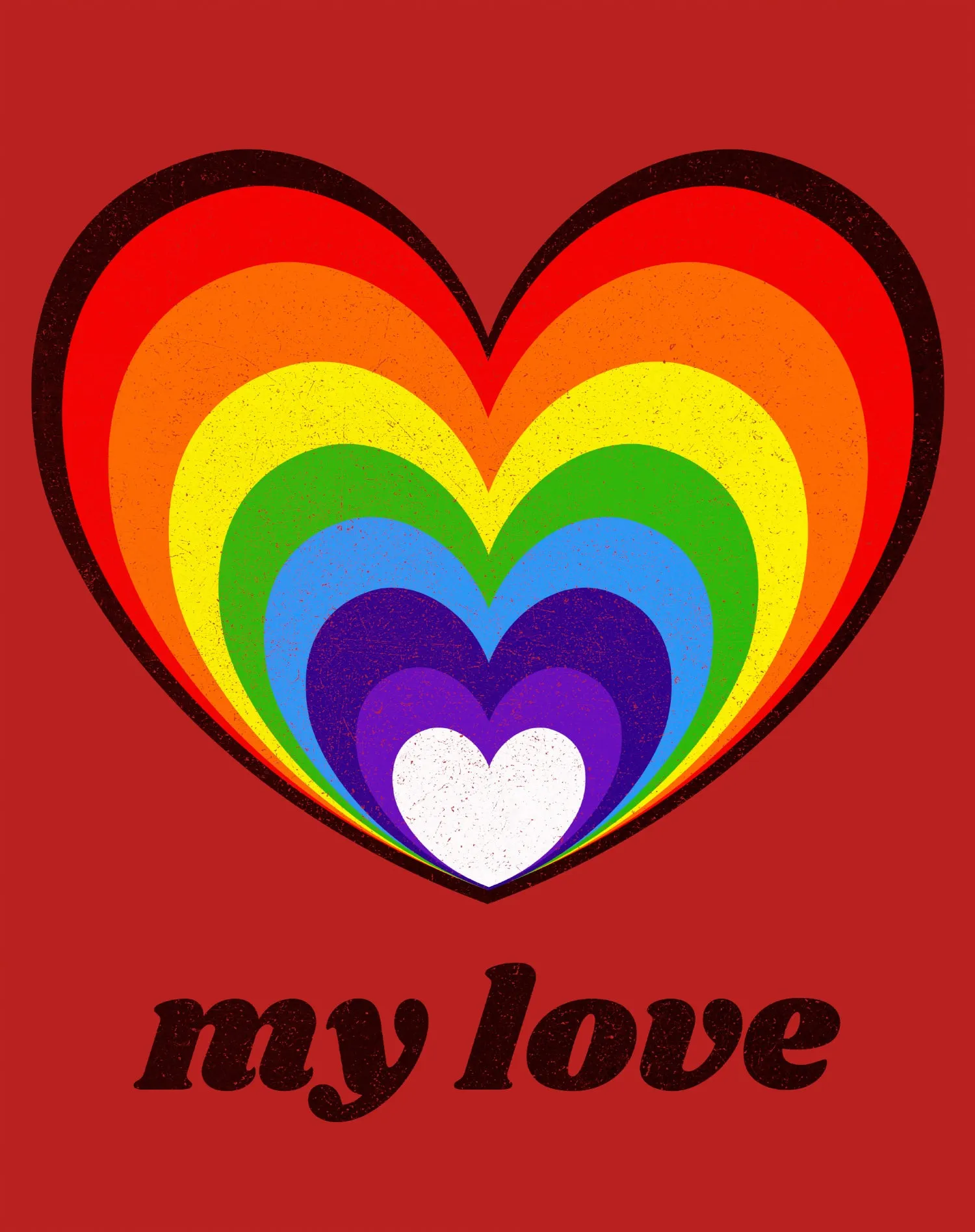 Vintage Valentine Rainbow Heart My Love Women's T-shirt